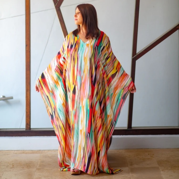 Boutique Other - 1 left!Gorgeous Rainbow Kaftan Swim Cover up Dress